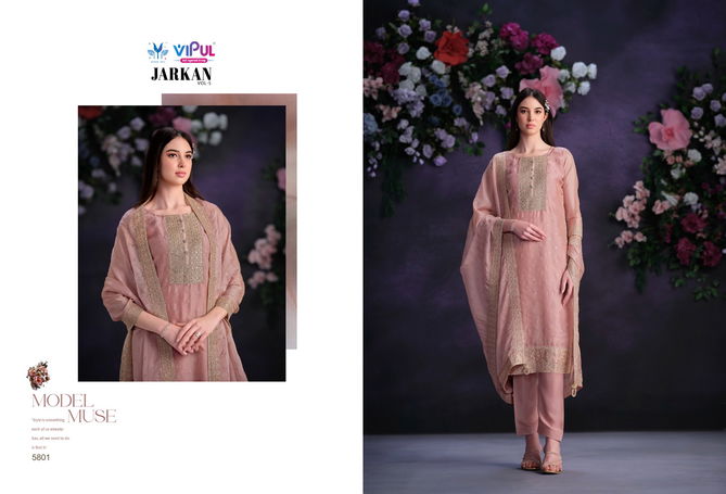 Jarkan Vol 5 By Vipul Shimmer Organza Embroidery Salwar Kameez Wholesale Price In Surat
